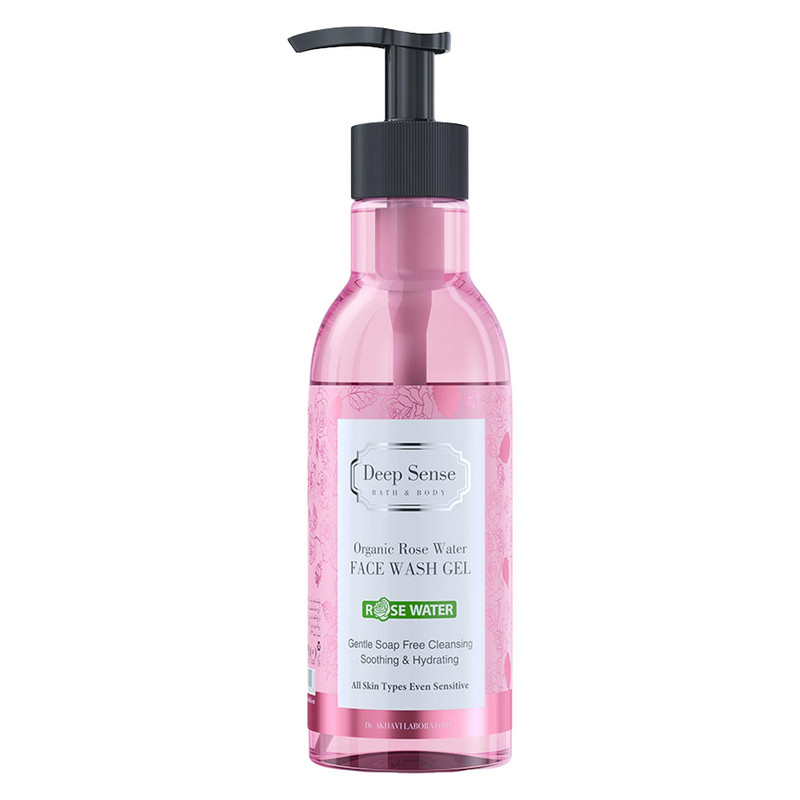 ژل شستشوی صورت گلاب دیپ سنس مدل Rose Water مناسب پوست های حساس حجم 250 میلی‌لیتر