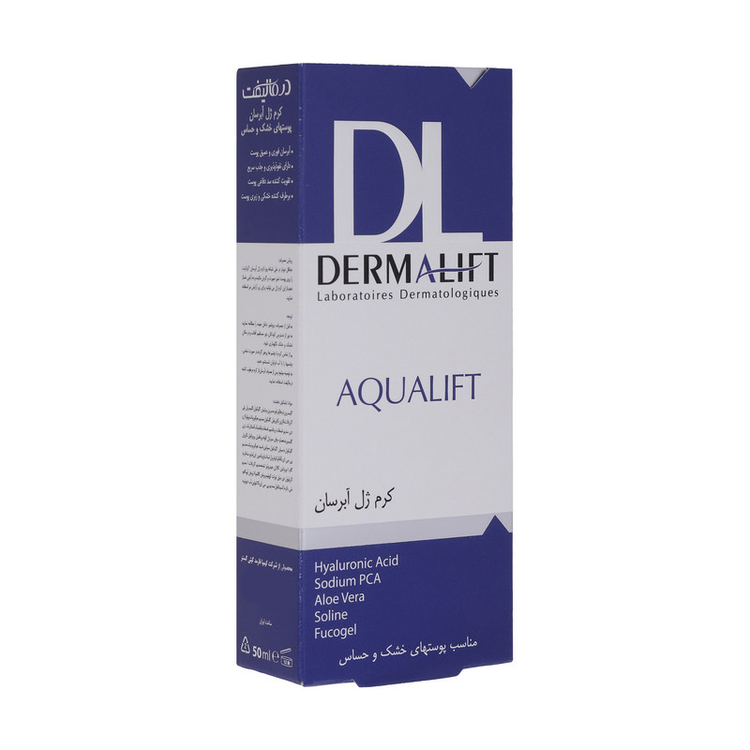 کرم ژل آبرسان صورت درمالیفت مدل AQUALIFT مناسب برای پوستهای خشک و حساس حجم 50 میلی لیتر