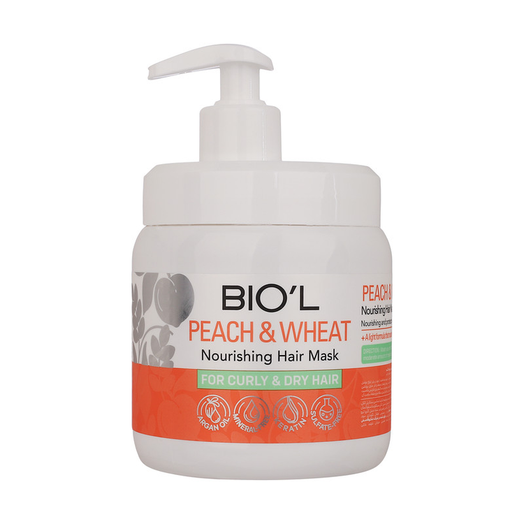 ماسک تقویت کننده مو بیول مدل Peach And Wheat مناسب برای موهای فر و خشک حجم 500 میلی لیتر