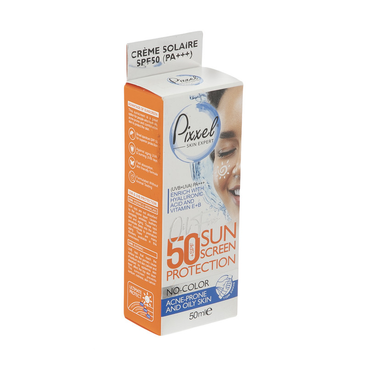 کرم ضدآفتاب بیرنگ پیکسل SPF50 مدل Oily Acne-Prone Skin، مناسب پوستهای چرب، حجم 50 میلیلیتر