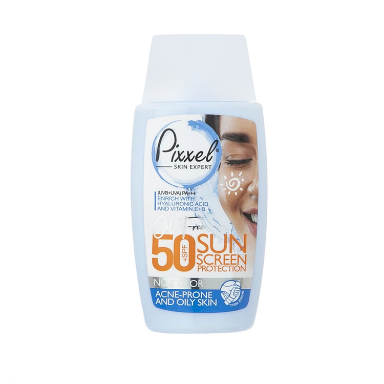 کرم ضدآفتاب بیرنگ پیکسل SPF50 مدل Oily Acne-Prone Skin، مناسب پوستهای چرب، حجم 50 میلیلیتر