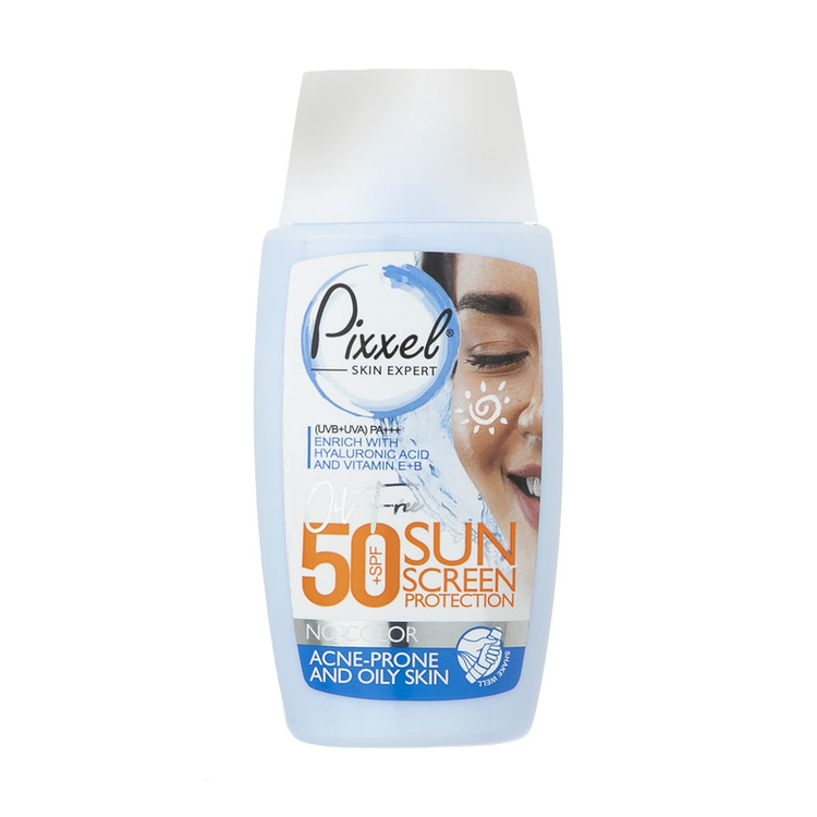 کرم ضدآفتاب بیرنگ پیکسل SPF50 مدل Oily Acne-Prone Skin، مناسب پوستهای چرب، حجم 50 میلیلیتر