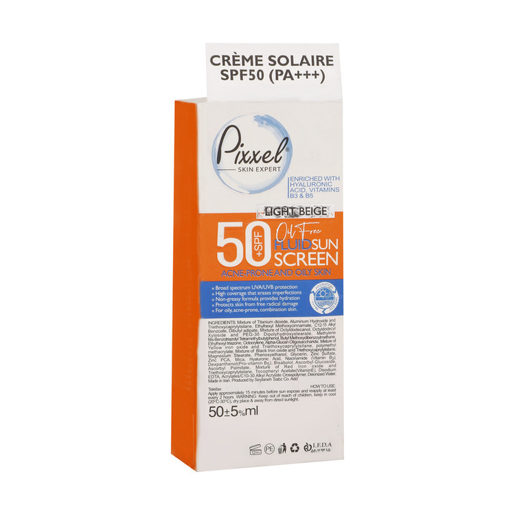 کرم ضدآفتاب رنگی پیکسل 50 SPFمدل LIGHT BEIGE مناسب برای پوستهای چرب، حجم 50 میلیلیتر