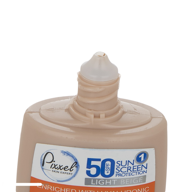 کرم ضدآفتاب رنگی پیکسل +SPF50 مدل LIGHT BEIGE، مناسب پوستهای حساس و خشک، حجم 50 میلیلیتر