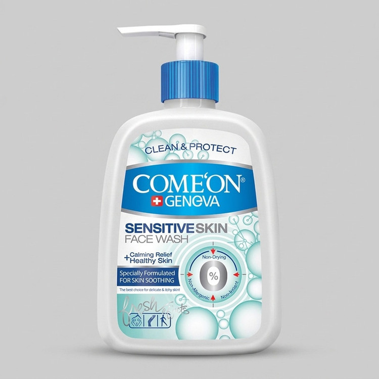 ژل شستوشوی صورت کامان مدل Sensitive Skin حجم 500 میلیلیتر پوست حساس