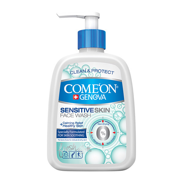 ژل شستوشوی صورت کامان مدل Sensitive Skin حجم 500 میلیلیتر پوست حساس