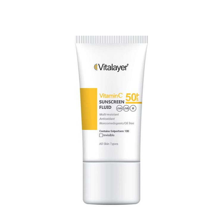 فلوئید ضدآفتاب بیرنگ ویتالایر SPF50 مدل Vitamin C مناسب انواع پوست، حجم 50 میلیلیتر